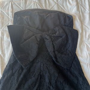 Altard State Black lace strapless bow dress